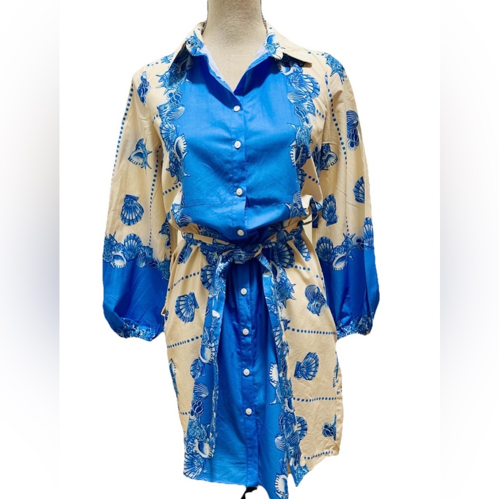 Tuckernuck’s CELINA MOON Seashell Dress S Midi Beach Resort Luxury Vacation - Picture 4 of 13